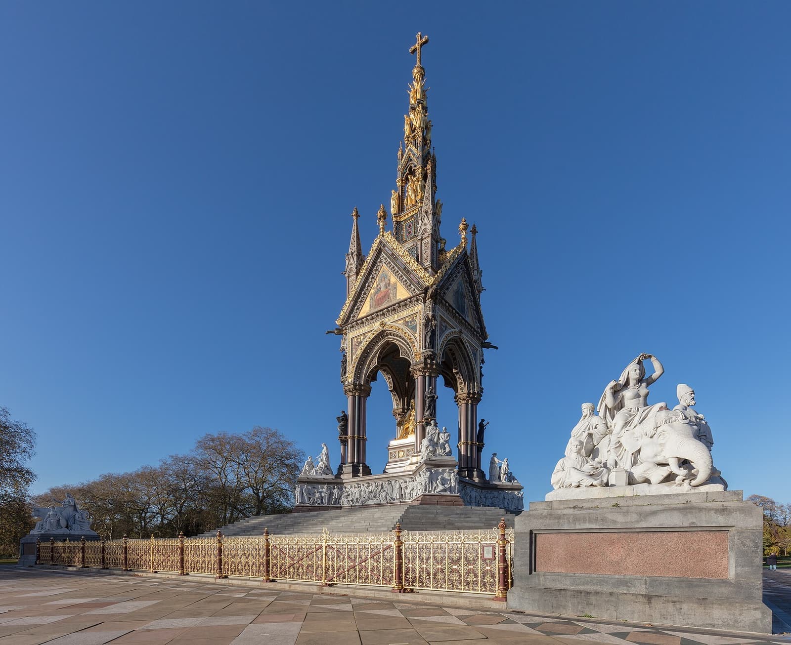 The gilded Albert Memorial in Kensington Gardens