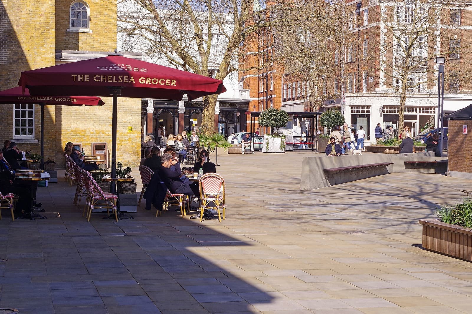 Cafe tables in Duke of York Square, Chelsea